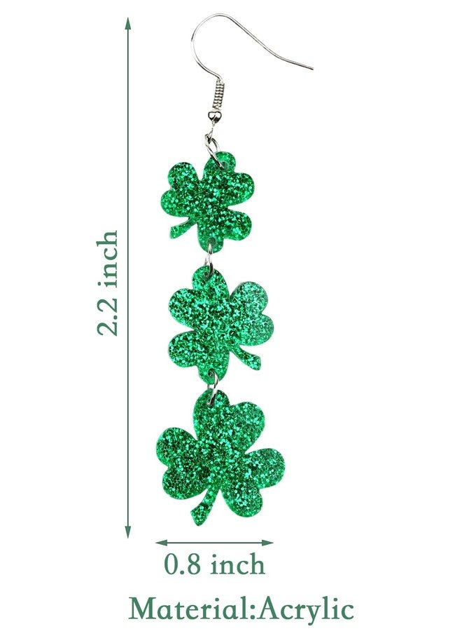 JSLOVFLO St Patricks Day Green Clover Earrings Shamrock Dangle Earrings for Women, St. Patrick's Day Accessories Good Luck Hoop Earrings - Image 2